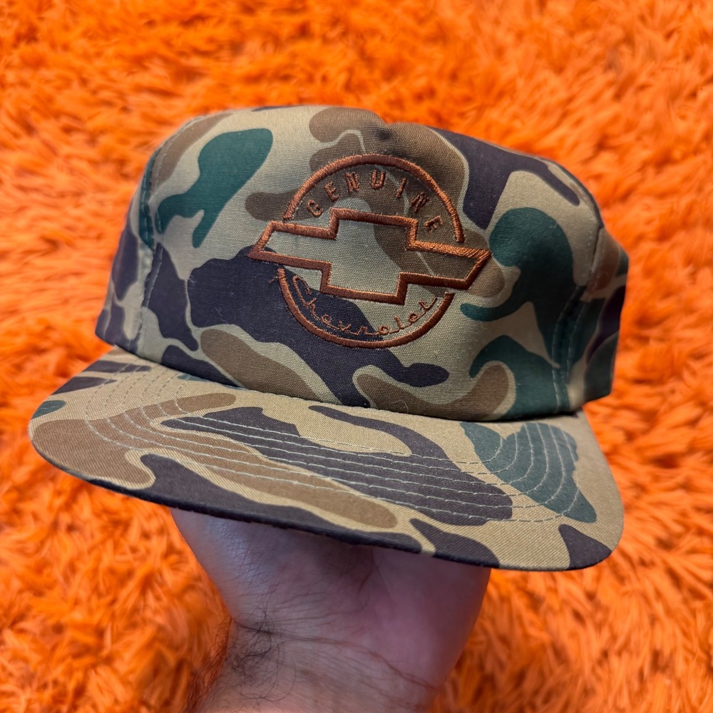 Vintage Chevrolet Camo Snapback Hat Genuine Chevy Bowtie Logo Camouflage Cap
